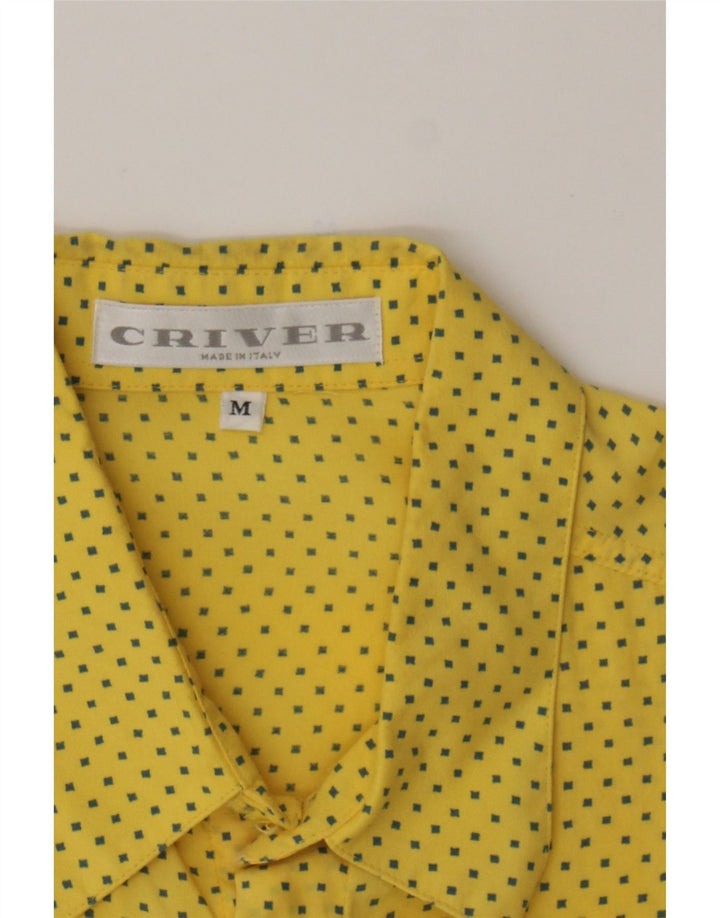 CRIVER Mens Short Sleeve Shirt Medium Yellow Geometric Vintage Criver and Second-Hand Criver from Messina Hembry 