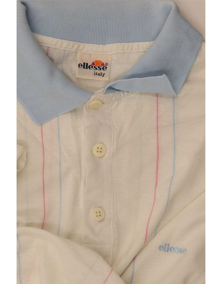 Мужская рубашка-поло Ellesse, хлопок, белая полоска среднего размера