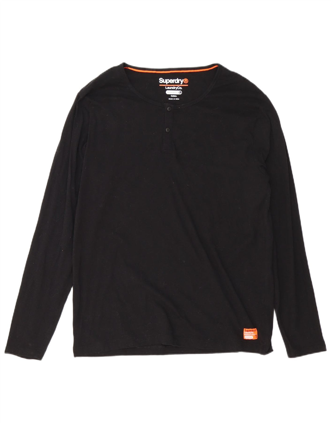 Мужской топ Superdry Regular Fit с длинным рукавом 2XL, черный хлопок