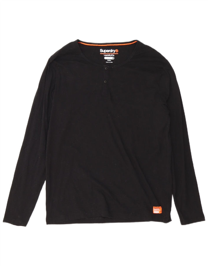 Мужской топ Superdry Regular Fit с длинным рукавом 2XL, черный хлопок