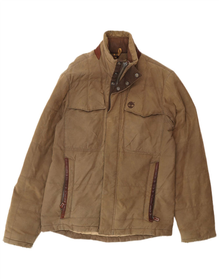 TIMBERLAND Mens Padded Jacket UK 36 Small Brown Cotton