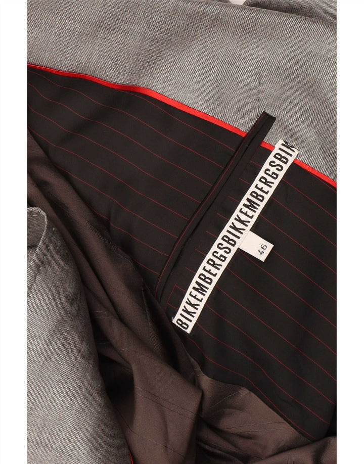 Bikkembergs Мужской костюм из 2 предметов на 1 пуговице IT 46 Маленький W34 L36 Серый Шерстяной