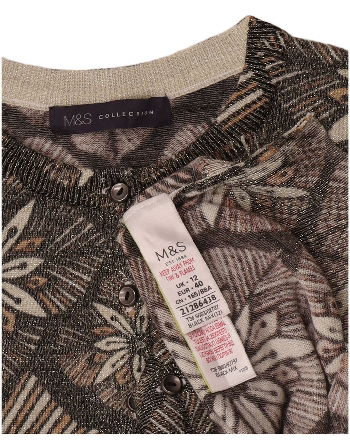Женский кардиган Marks & Spencer UK 12, вискоза среднего серого цвета с цветочным принтом