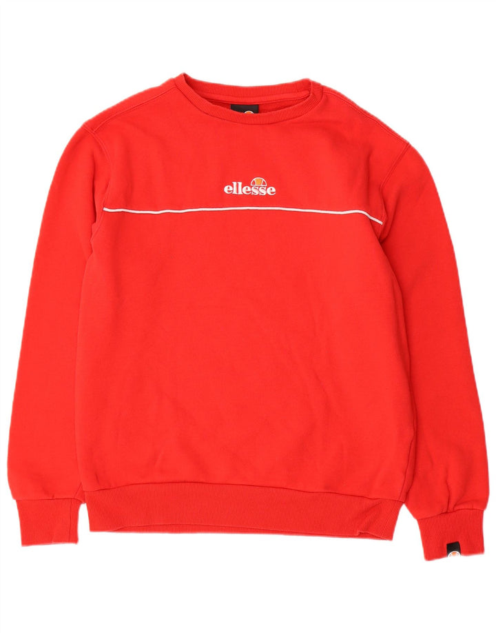 Мужской свитшот с рисунком Ellesse, хлопковый спортивный джемпер среднего красного цвета