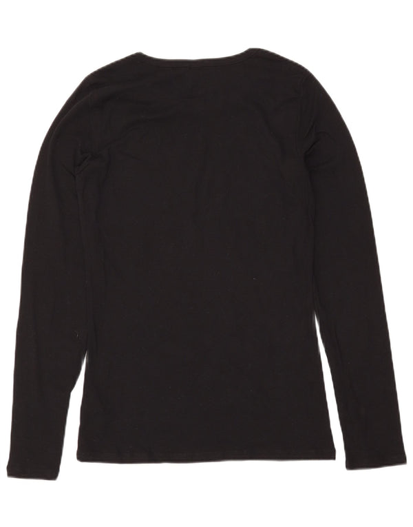 Женский топ BENETTON с длинным рукавом UK 14, большой черный хлопок