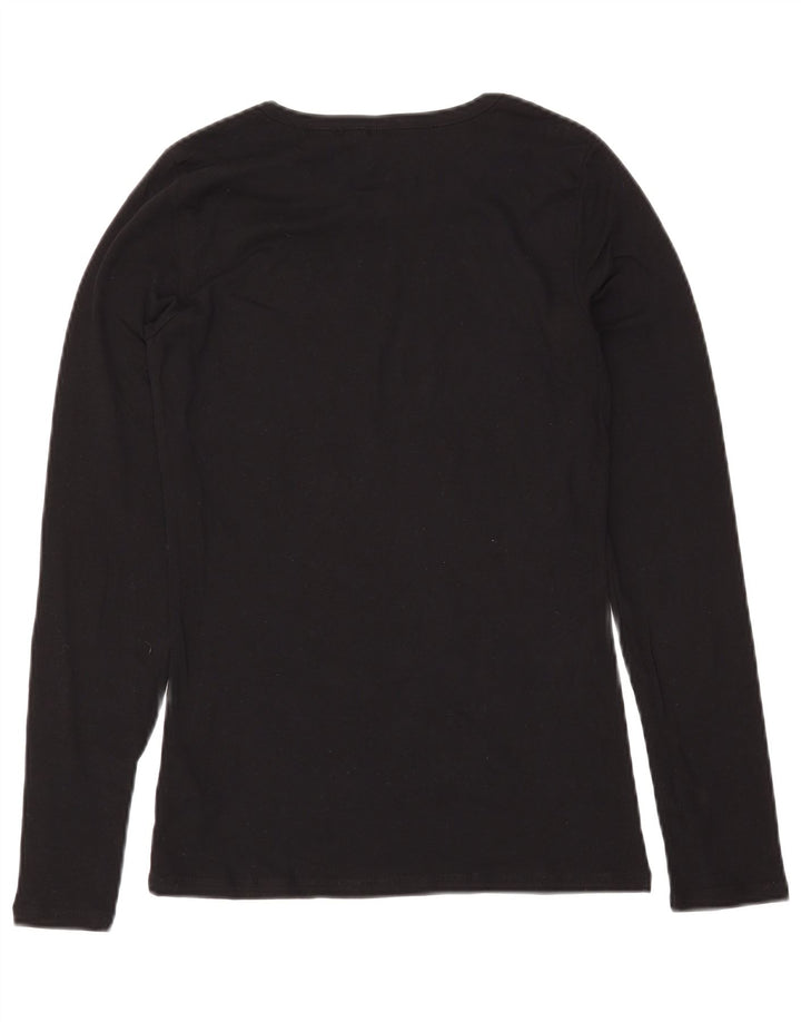 Женский топ BENETTON с длинным рукавом UK 14, большой черный хлопок