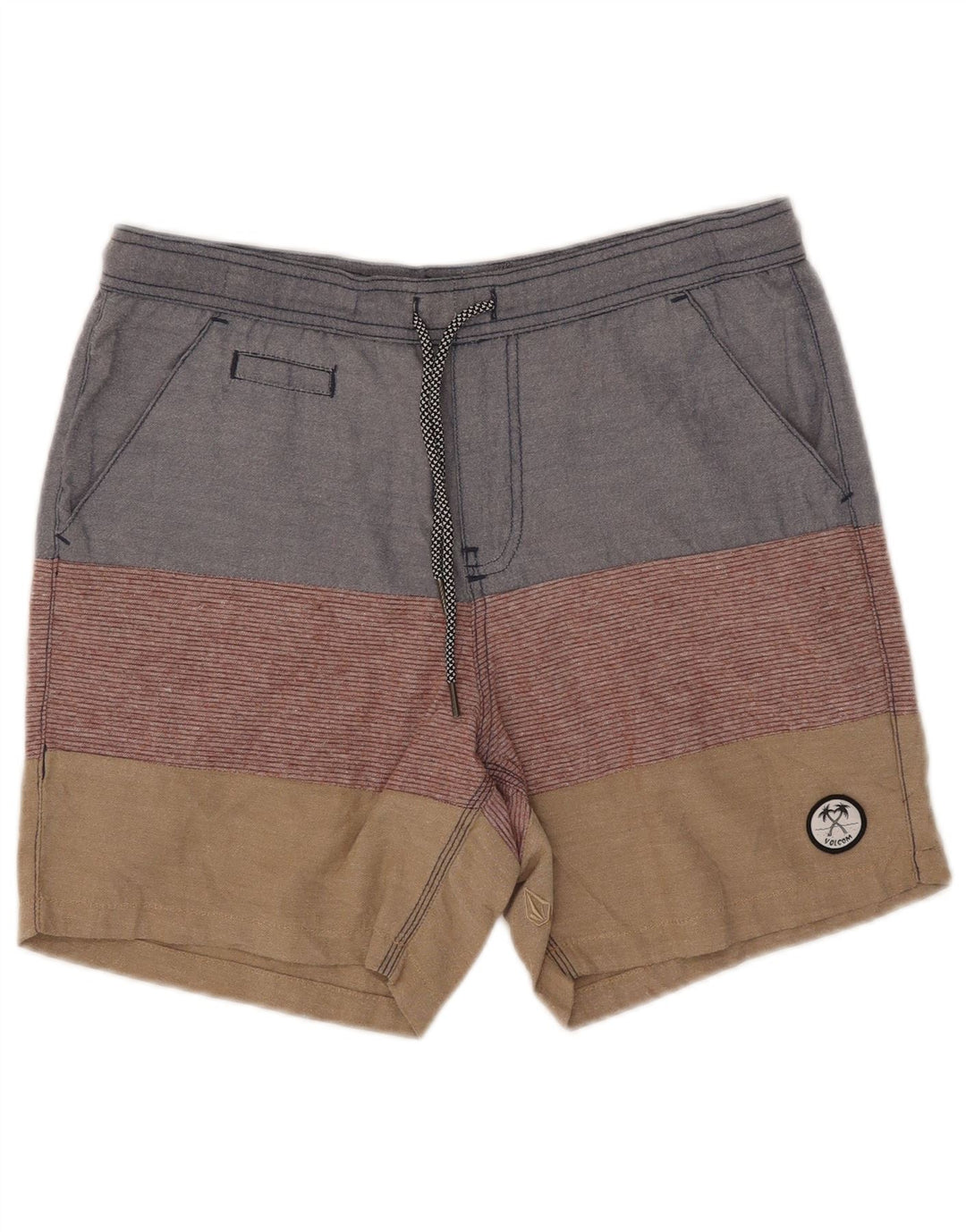 Мужские повседневные шорты Volcom W32, средние разноцветные, хлопок с цветными блоками