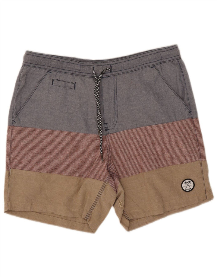 Мужские повседневные шорты Volcom W32, средние разноцветные, хлопок с цветными блоками