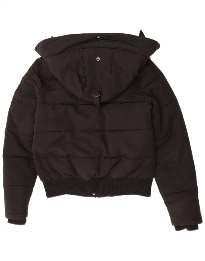 Женская утепленная куртка с капюшоном Superdry UK 12, средний черный полиэстер