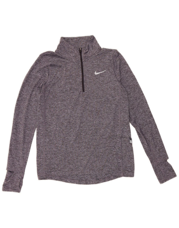 Мужской топ Nike Dri Fit с воротником на молнии и длинными рукавами XS, синий крапинчатый полиэстер