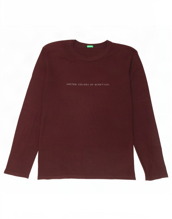 Женский топ с рисунком Benetton с длинным рукавом UK 18 XL, коричневый хлопок
