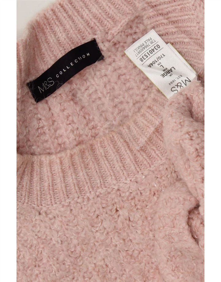 MARKS & SPENCER Womens Oversized Crew Neck Jumper Sweater UK 16 Large Pink Vintage Marks & Spencer and Second-Hand Marks & Spencer from Messina Hembry 