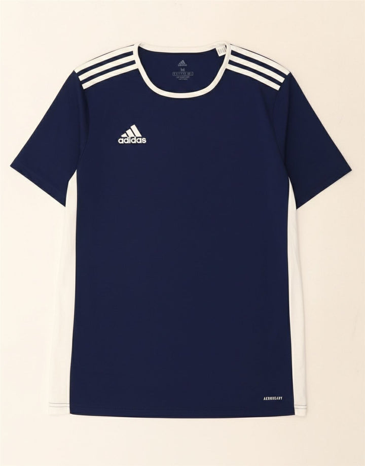 Мужская футболка Adidas Aeroready Верх среднего размера, темно-синий, полиэстер с цветными блоками