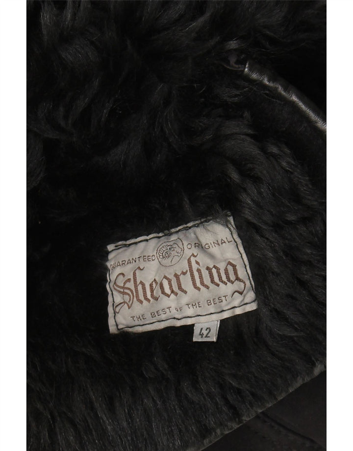 VINTAGE Женская дубленка IT 42 Medium Black Shearling