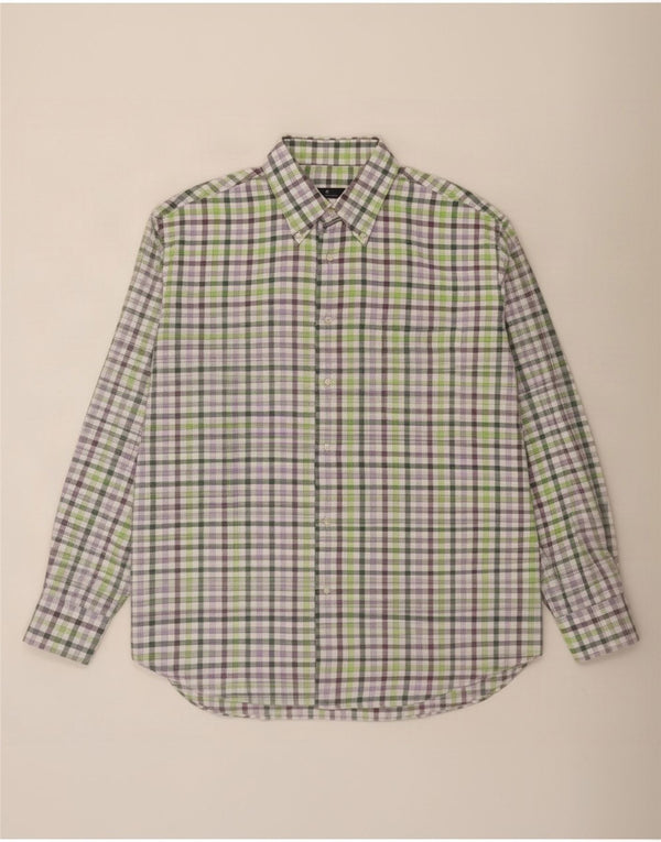 Fabio Inghirami Mens Flannel Shirt Size 43 17 XL Green Gingham