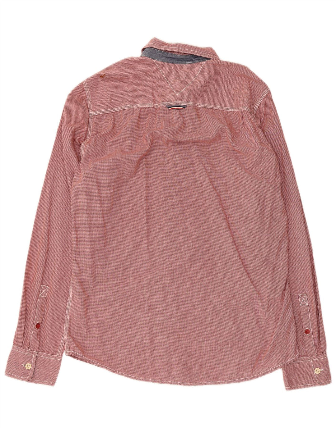 Мужская рубашка Tommy Hilfiger среднего красного цвета из хлопка с узором «гусиные лапки»