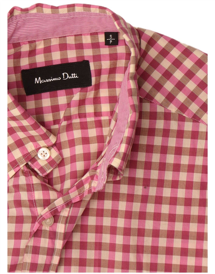 Мужская рубашка Massimo Dutti в мелкую розовую клетку