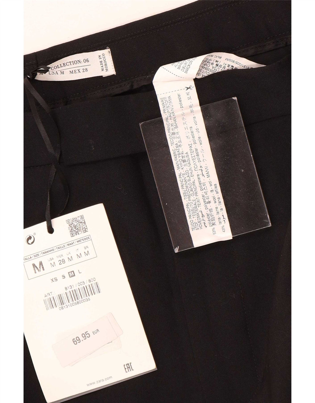 Zara Женские повседневные широкие брюки W28 L35, черные, полиэстер