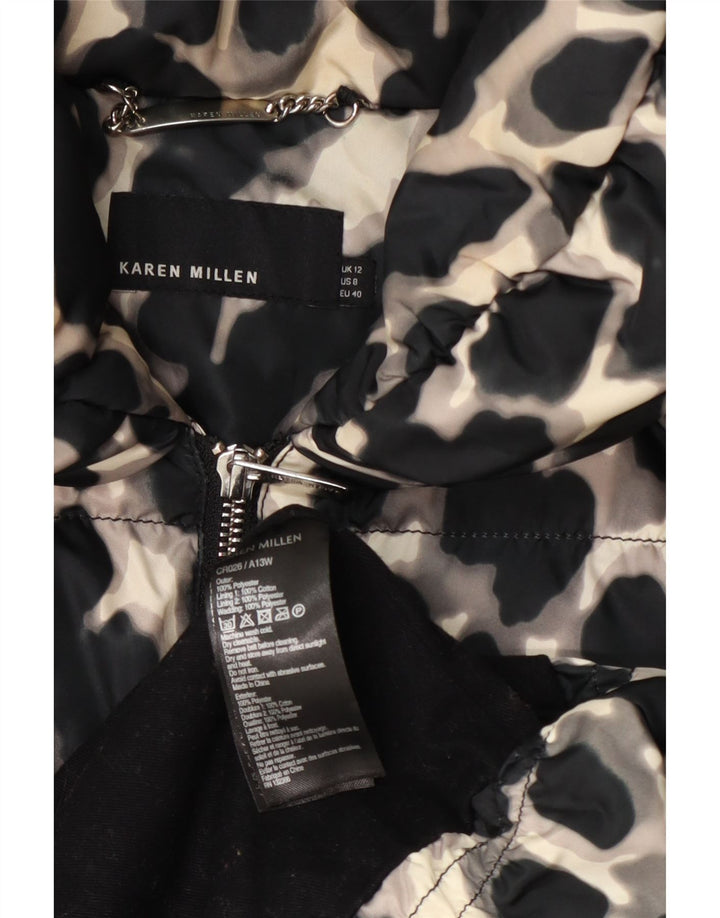 Женское стеганое пальто Karen Millen UK 12, средний черный полиэстер с животным принтом