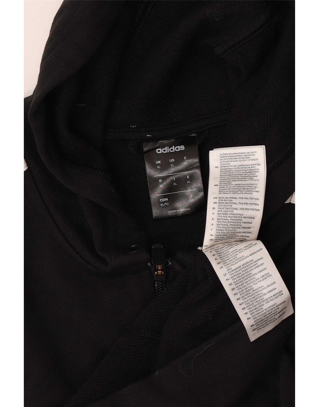 Мужской свитер с капюшоном на молнии Adidas XL, черный полиэстер