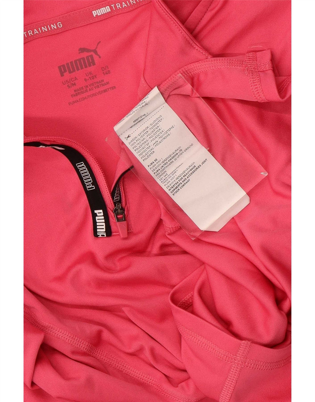 Пуловер с воротником на молнии для девочек Puma, розовый спортивный костюм, 9–10 лет