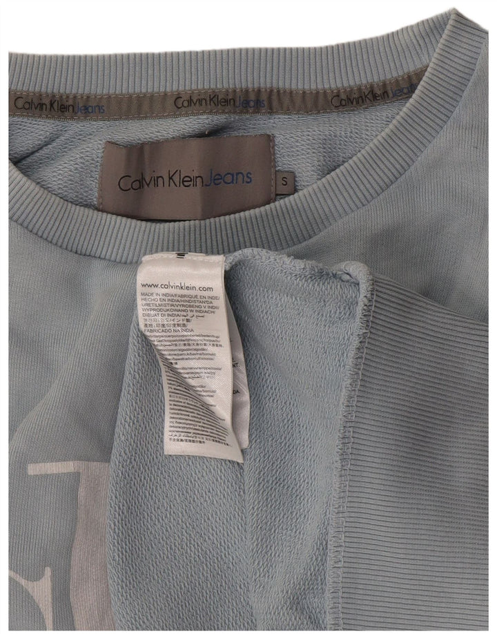 Мужской свитшот с рисунком Calvin Klein Jeans, маленький синий хлопковый джемпер