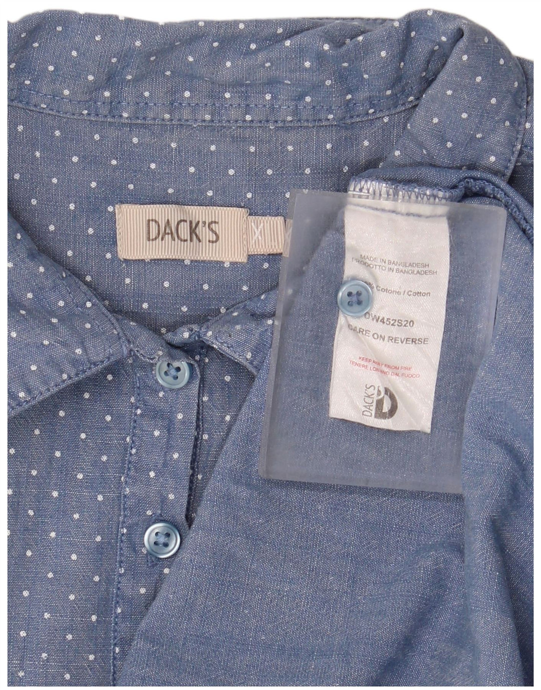 Женская рубашка-пуловер Dack's с коротким рукавом, Великобритания, 18 XL, хлопок в синие пятна