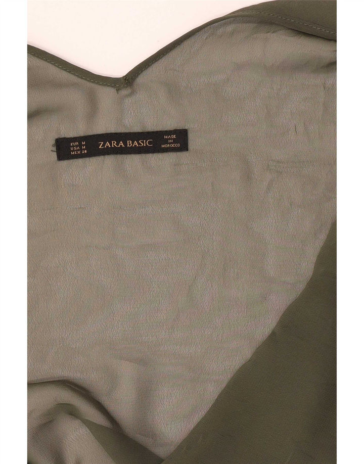 Женский прозрачный укороченный топ Zara UK 12, средний хаки