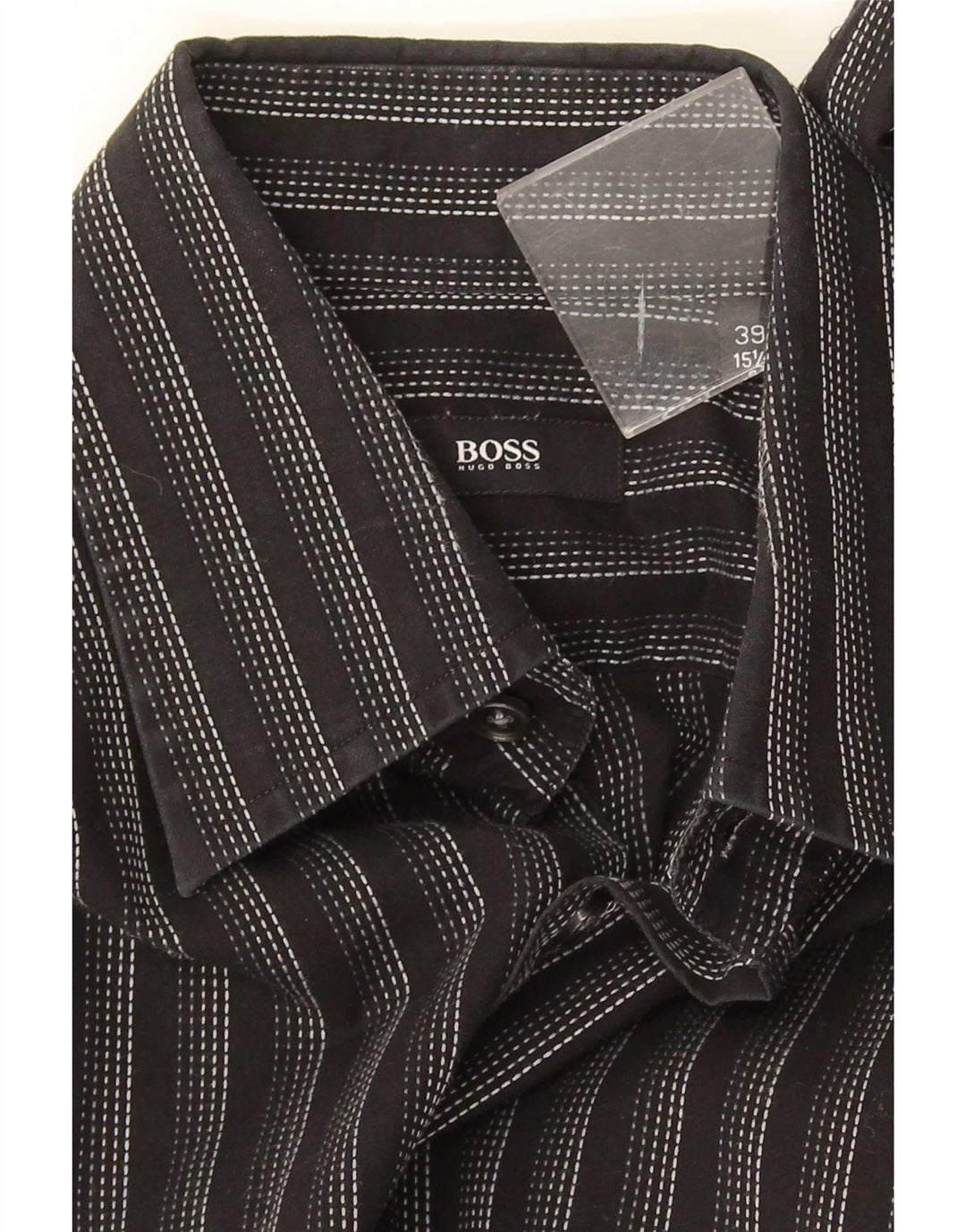 Мужская рубашка Hugo Boss, размер 39 15 1/2, средняя, черная в полоску