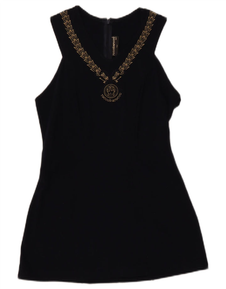 ROCCOBAROCCO Женская блузка без рукавов IT 44 Средний Темно-синий с цветочным принтом