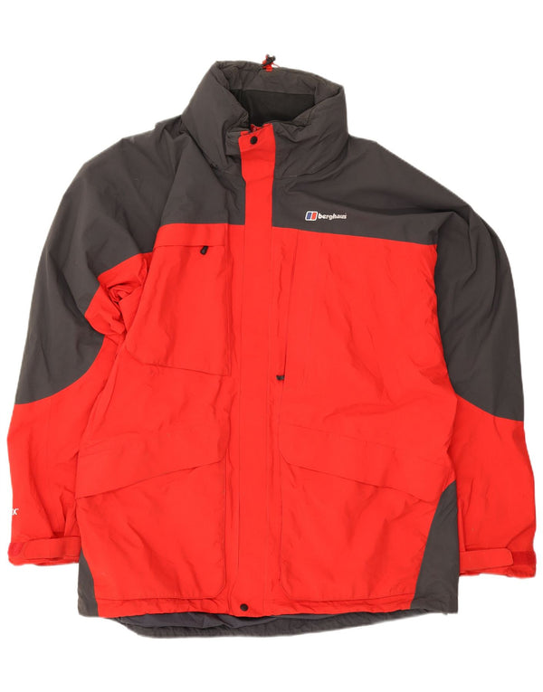 Berghaus Мужская дождевик с капюшоном UK 44 2XL Красный Полиамид с цветными блоками