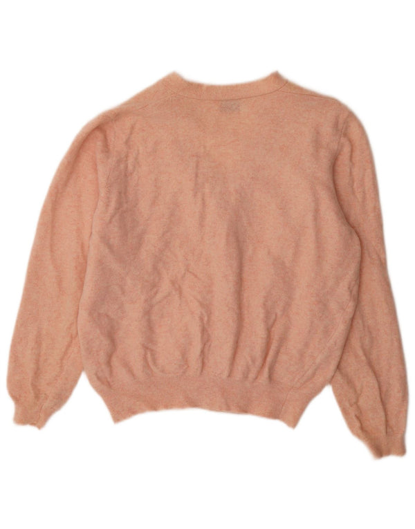 Женский кардиган Benetton UK 14, большой розовый шерстяной с крапинками
