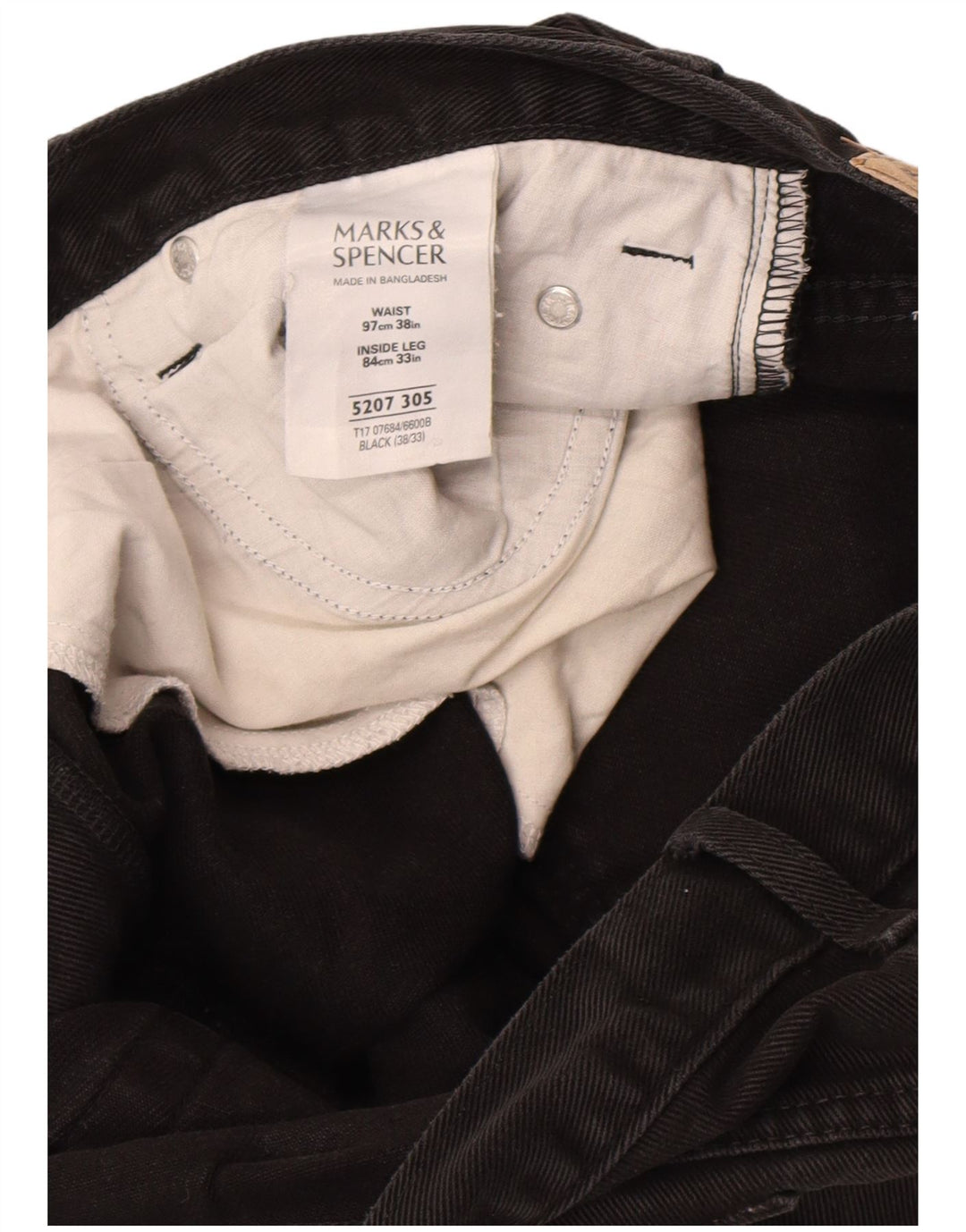 Мужские прямые джинсы Marks & Spencer W38 L33, черный хлопок