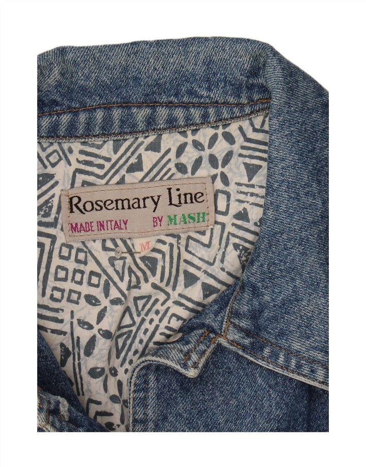 MASH Womens Crop Graphic Denim Jacket UK 14 Medium Blue Cotton Vintage Mash and Second-Hand Mash from Messina Hembry 