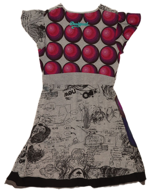 Женское платье трапециевидного силуэта с графическим рисунком Desigual UK 14, большое серое лоскутное шитье