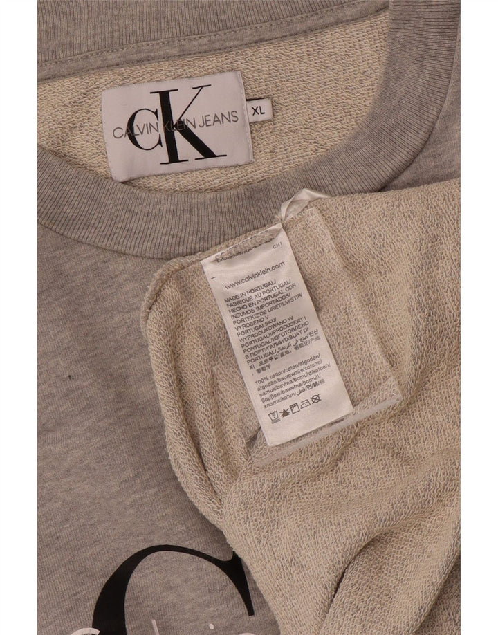CALVIN KLEIN JEANS Женский свитер с рисунком, джемпер UK 18 XL, серый хлопок