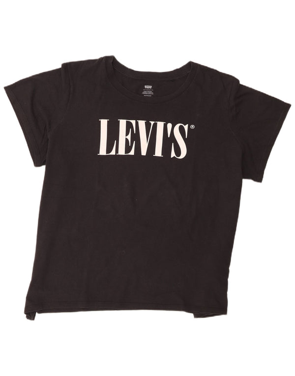 Женская футболка с рисунком Levi's Top UK 22 3XL, черный хлопок