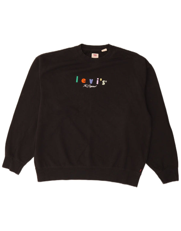 Мужской свободный свитшот с рисунком LEVI'S, большой черный хлопковый джемпер