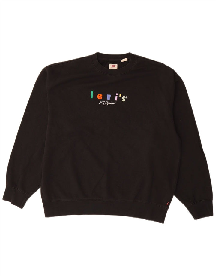 Мужской свободный свитшот с рисунком LEVI'S, большой черный хлопковый джемпер