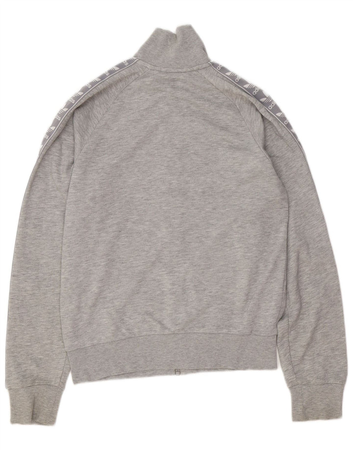 ADIDAS Женский спортивный костюм оверсайз с графическим рисунком, верхняя куртка UK 6 XS, серый хлопок