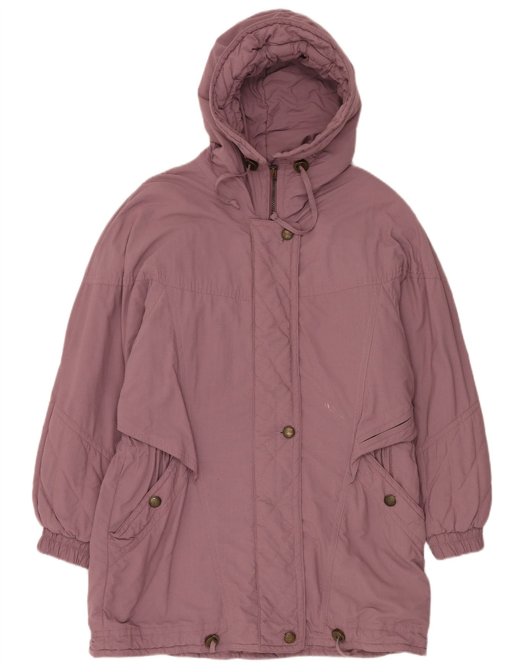 ВИНТАЖНАЯ женская ветровка с капюшоном EU 42, большой фиолетовый полиэстер