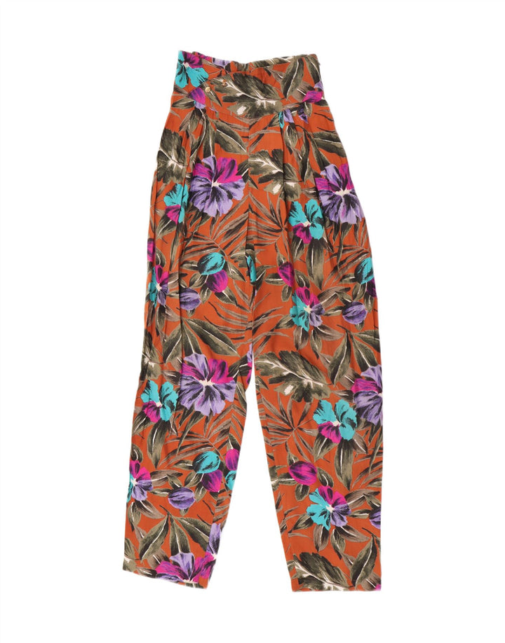 Винтажные женские брюки-шаровары W25 L29 с разноцветным цветочным принтом