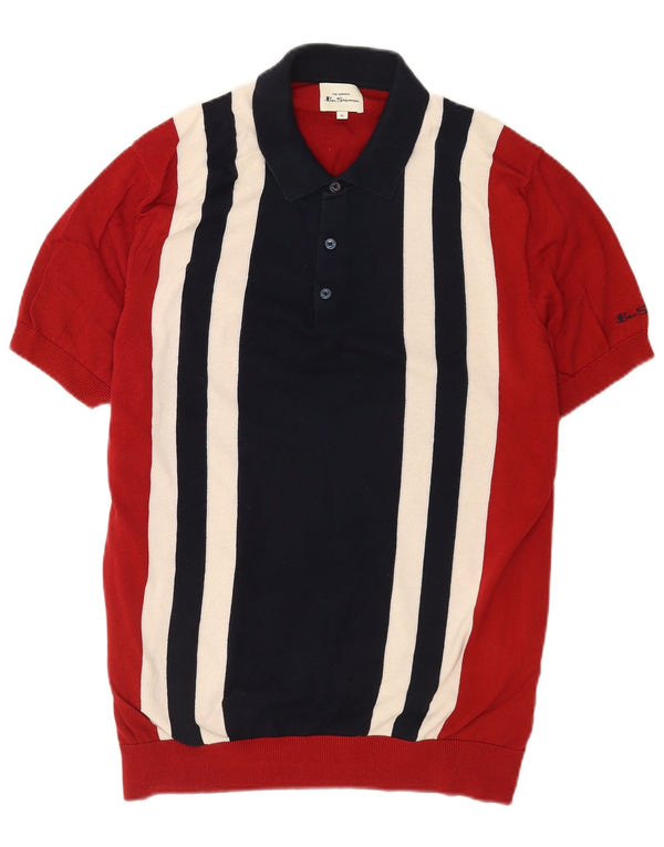 Мужской свитер-поло с короткими рукавами Ben Sherman, красный, цветной блок, XL