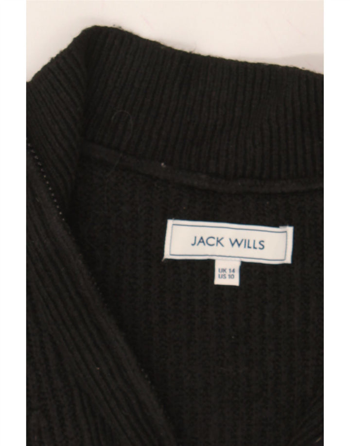 JACK WILLS Womens Zip Neck Jumper Sweater UK 14 Medium Black Acrylic Vintage Jack Wills and Second-Hand Jack Wills from Messina Hembry 