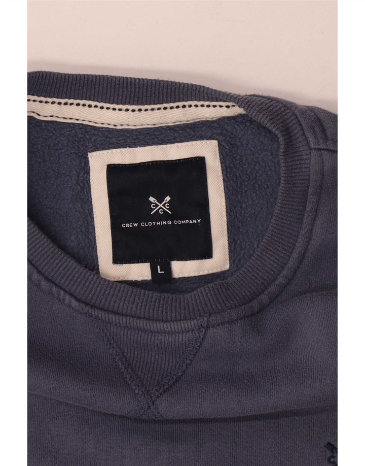 Crew Clothing Мужской свитер-джемпер большого синего цвета из хлопка