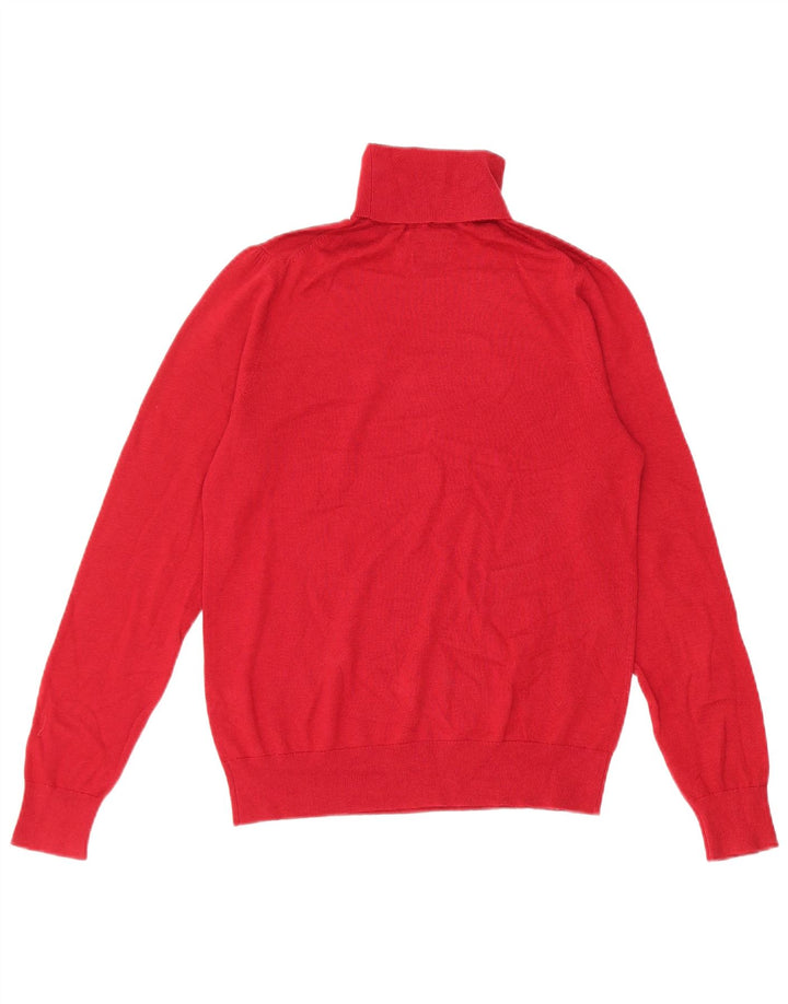 Женский джемпер с высоким воротником Massimo Dutti, размер UK 10, маленький, красный, шерсть