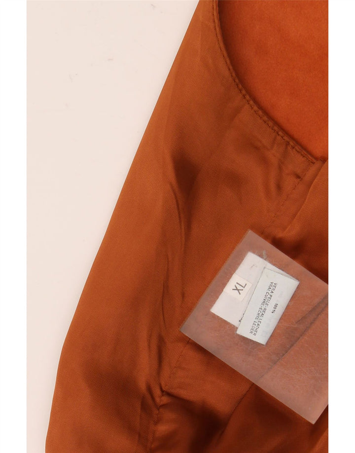 Винтажный мужской кожаный жилет XL коричневый кожаный