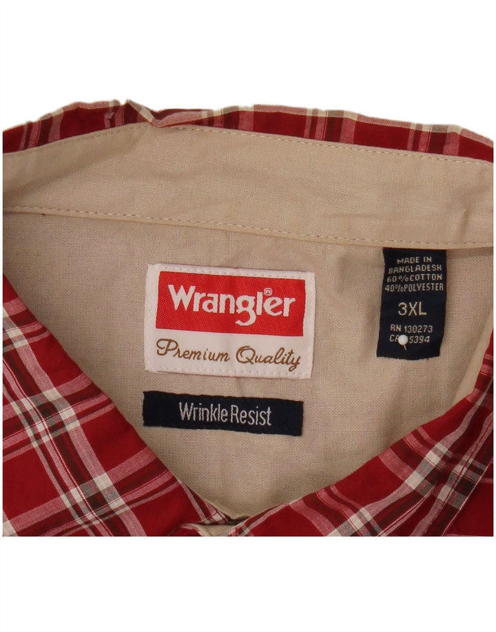 Мужская рубашка с коротким рукавом Wrangler 3XL, хлопковая красная клетка