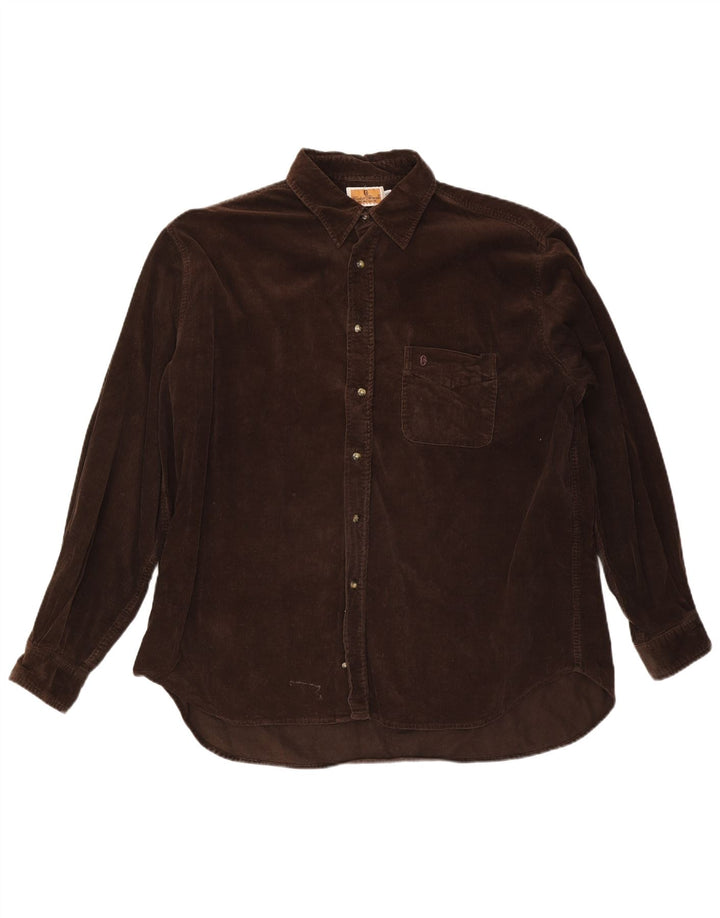 CONTE OF FLORENCE Мужская вельветовая рубашка 2XL коричневая, хлопок