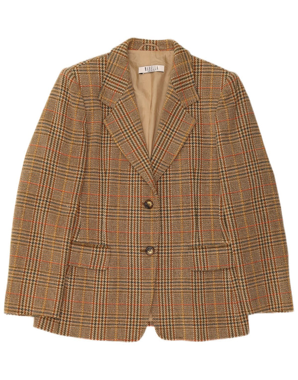 Женский пиджак Marella на 2 пуговицах UK 16, большой коричневый с узором «гусиные лапки»